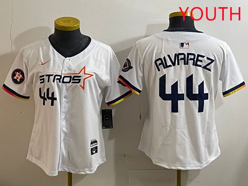 Youth Houston Astros #44 Alvarez White three generations Joint Name Nike 2025 MLB Jersey style 6->youth mlb jersey->Youth Jersey